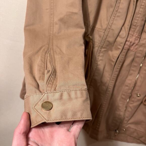 H&M Divided Dusty Pink Mauve Utility Jacket Lightweight Cotton Zip Front Hoodie - Picture 7 of 13